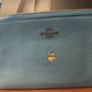 Coach Blue Leather Pouch with Snoopy Design